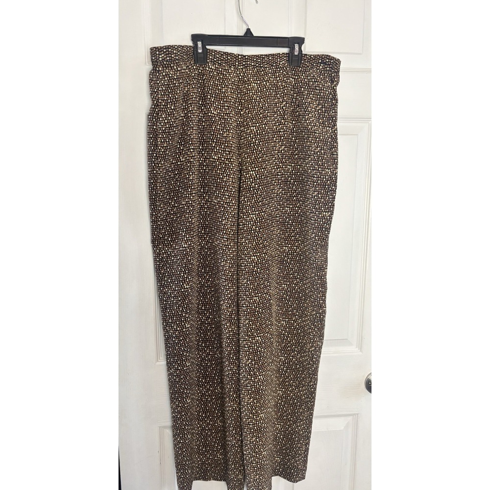 Liz Claiborne Womens 14 Pants Geometric Black Vintage High Rise Elastic 80's